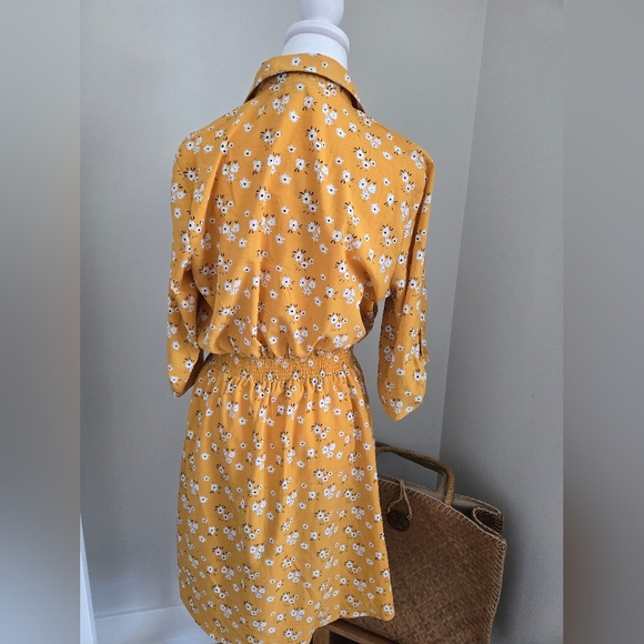 MILLENIUM Womens large spandex/polyester yellow flowered dress - Picture 2 of 10